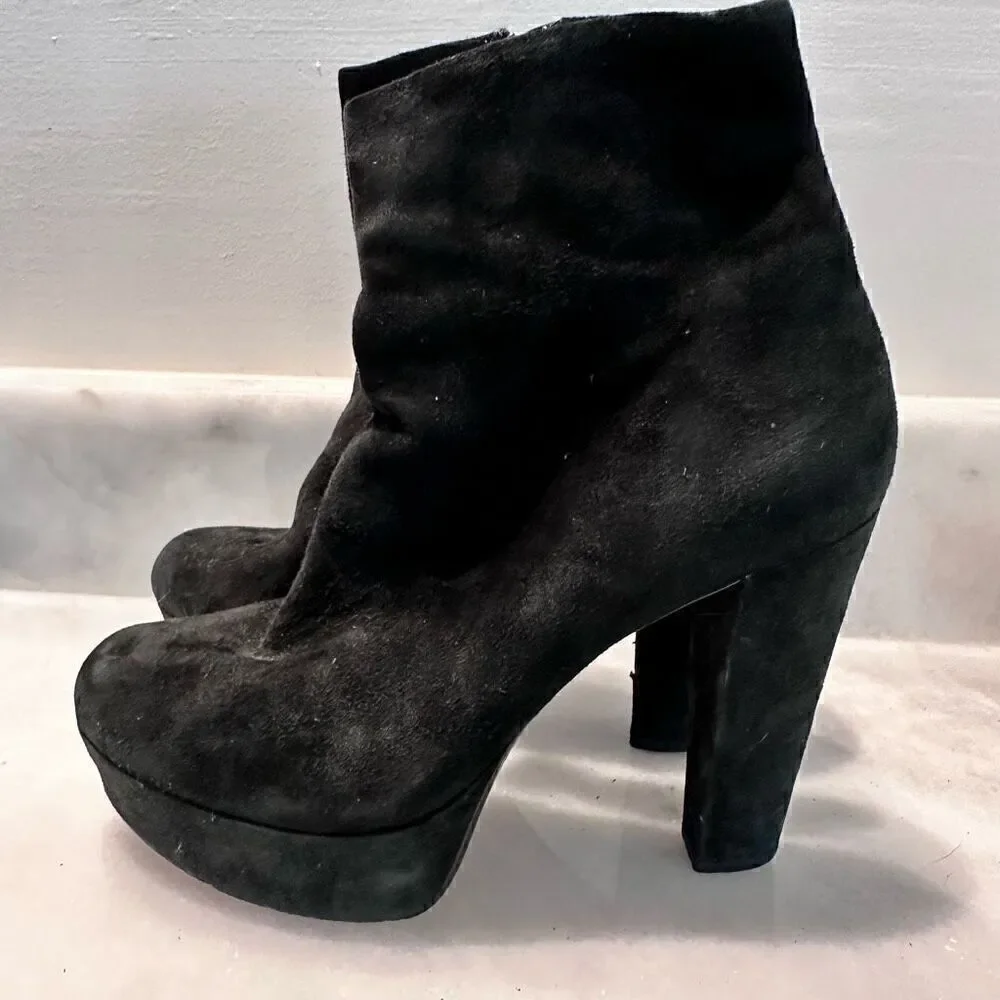 Michael Kors Womens VINTAGE Y2K Zip Block Heels Platform Ankle Boots Black Size